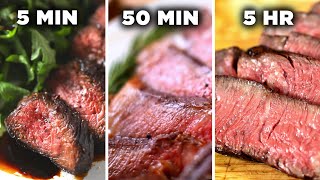 5Minute Vs 50Minute Vs 5Hour Steak • Tasty [upl. by Jeromy919]