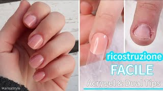 ACRYGEL mesauda RICOSTRUZIONE unghia ONICOFAGICA con dual tips  dual form e METODO PONTE [upl. by Blythe]