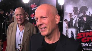 Sin City A Dame to Kill For Bruce Willis Red Carpet Movie Premiere Interview  ScreenSlam [upl. by Ahsiad410]