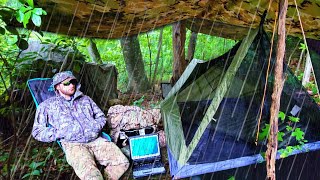 Heavy Rain amp Thunderstorm Camping Under a Tarp  RCP Trekker Tent [upl. by Curt484]