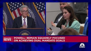 Fed Chair Powell Risk of downturn not heightened following rate decision [upl. by Llehsad]