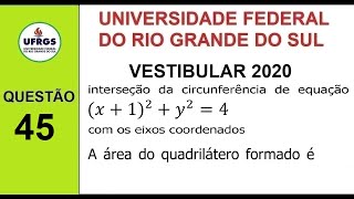 UFRGS 2020  Questão 45  Quadrilátero formado pela circunferência x1²y²4 e os eixos x e y é [upl. by Adyeren]