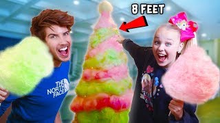 Making an Edible Cotton Candy Christmas Tree w Jojo Siwa [upl. by Hannahc]