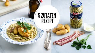 DICKE BOHNEN MIT SPECK  5 ZUTATEN REZEPT [upl. by Walford]