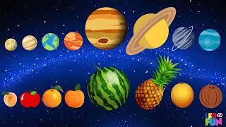 Juego comparación de planetas con frutas  tamaños de los planetas  Juego para niños  Leofuntv [upl. by Supple]