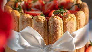 Easy Strawberry Ladyfinger Cake Recipe  No Bake Creamy amp Delicious Dessert [upl. by Keslie]