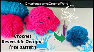 how to Crochet Reversible Octopus free pattern and tutorial octopus amigurumicrochet octopus [upl. by Aicirtan535]