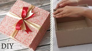 DIY How to make gift Box using cardboard  gift box tutorial [upl. by Inajar]