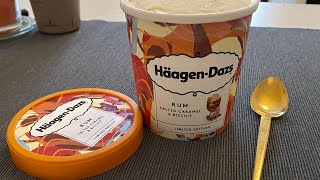 NEU Häagen Dazs RUM SALTED CARAMEL BISCUIT  EIS REVIEW [upl. by Aimehs]