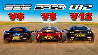 Ferrari V12 vs V8 vs V6 DRAG RACE [upl. by Cita47]