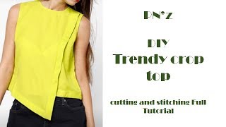 DIY Trendy crop top cutting and stitching Full Tutorial [upl. by Attevroc604]