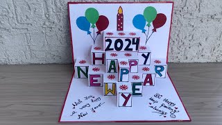 DIY  Happy New Year 2024 Card  New Year Greetings Card  Handmade Card  New Year Card [upl. by Hallagan]