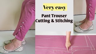 Very Easy Pant Trouser Cutting and StitchingPalazzo Pant Cutting and StitchingFor Beginners [upl. by Aarika]