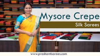 Mysore Crepe Silk Sarees  Prashanti  3 September 2023 [upl. by Negroj]