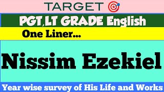 One Liner survey on Nissim Ezekiels Life Works  English literature  PGT LT GRADE English [upl. by Normy]