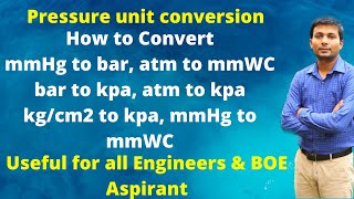 Pressure unit conversion in Hindi  mmHg to mmWC  mmWC to atm  mmHg to bar  mmHg to Torr [upl. by Rheta894]