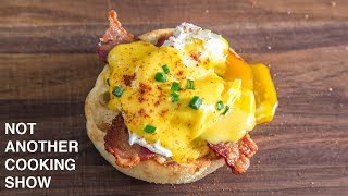 how to make EGGS BENEDICT with EASY BLENDER HOLLANDAISE SAUCE [upl. by Eileek]