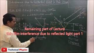 Thin Film Interference due to reflected light Lecture part 2 [upl. by Clausen955]