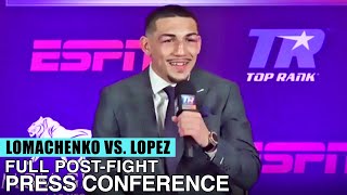 TEOFIMO LOPEZ FULL POST FIGHT PRESS CONFERENCE VS VASYL LOMACHENKO LOMACHENKO VS LOPEZ [upl. by Sarita]