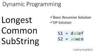 DP  7 Longest common Substring [upl. by Nelluc226]