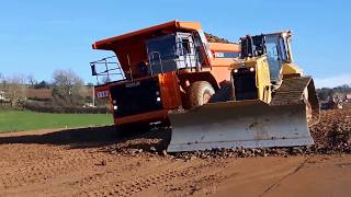 CAT D6 dozer at work on a road construction site part 1 [upl. by Nymsaj]