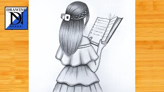 How to draw a Girl reading book Drawing easy  Pencil sketch for beginner  Drawing tutorial [upl. by Krigsman615]