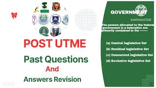 Post UTME Past Questions and Answers on Government Government Post UTME [upl. by Colson]