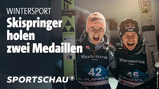 Nordische SkiWM Wellinger und Geiger gewinnen Silber und Bronze  Sportschau [upl. by Raynah]