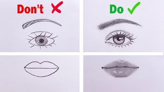 Dont VS Do  How to draw Lips Eye Nose and Hair  Drawing Tutorial [upl. by Hephzipah]