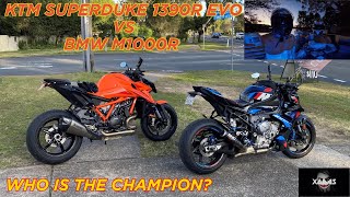 KTM Superduke 1390R EVO VS BMW M1000R  The Titlefight [upl. by Gillmore]