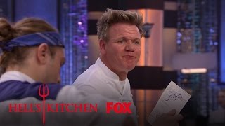 Gordon Ramsay Punches The Blue Teams Undercooked Salmon  Season 16 Ep 4  HELLS KITCHEN [upl. by Refiffej667]