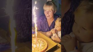 Baby helps mummy blow out candles on 40th Birthday cookie cake ❤️🎂🎉👶🏼 babyshorts birthdaycake [upl. by Chubb]