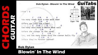 BLOWIN’ IN THE WIND 😌  Bob Dylan  Lyrics  GUITAR Chords 🎸 Karaoke [upl. by Lertnahs]