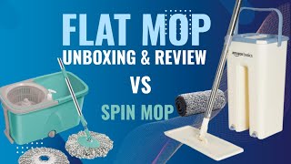 Amazon Basics Flat Mop Unboxing amp Comparison With Spin Mop SimplyQuickly [upl. by Arodnahs]