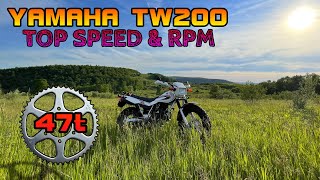 Yamaha TW200 w 47T Sprocket Top Speed amp RPM 4K [upl. by Elsa445]