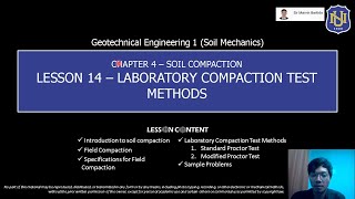 Geotechnical Engg 1 Soil Mechanics  Laboratory Compaction Test Methods [upl. by Inavoig]