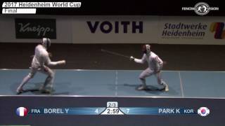 FE M E Individual Heidenheim GER Worldcup 2017 Final podium PARK KOR vs BOREL FRA [upl. by Sergo52]