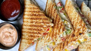 Cafe Style Veg Grilled Sandwich  Veg Sandwich Bombay Sandwich Recipe [upl. by Bainbridge]