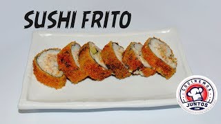 Como hacer sushi frito relleno de cangrejo [upl. by Nolad]