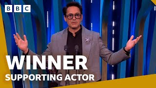 Robert Downey Jr wins Supporting Actor 🏆  BAFTA Film Awards 2024  BBC [upl. by Laurance]