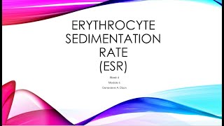 Erythrocyte Sedimentation Rate [upl. by Odla]