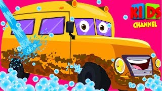 Mini school bus  car wash song for kids [upl. by Magena]