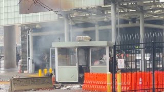 Video from scene of explosion at Niagara Falls Rainbow Bridge Canada border crossing [upl. by Oinotnas]