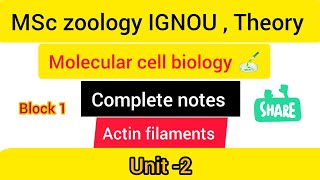 Molecular cell biology 🎉COMPLETE NOTES💯unit 2 Actin Filaments🔥MSc zoology IGNOUMZO001🔥piyara1 [upl. by Neroled749]