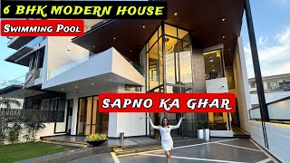 Inside A The Best 1 Kanal 6 BHK Modern House With LIFT POOL BAR CINEMA ROOM By AR Harleen Virk [upl. by Billen]