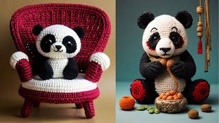 Cute little panda and its knitted with wool  crochet panda design [upl. by Kjersti381]