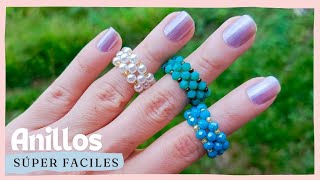 💍Anillos con Cristales y Mostacillas  Súper Fáciles  Crystal and Seed Bead Rings [upl. by Wolfort]