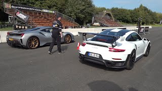 Porsche 991 GT2 RS vs Ferrari 488 Pista [upl. by Hsaniva]