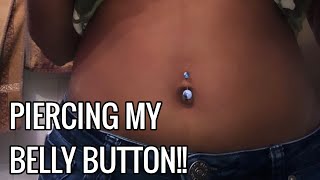 PIERCING MY BELLY BUTTON😝 How I pierced my belly button👀 [upl. by Llennahs]