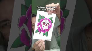 Skull n rose flash art artreveal drawing tattooflash shorts [upl. by Kciredec]